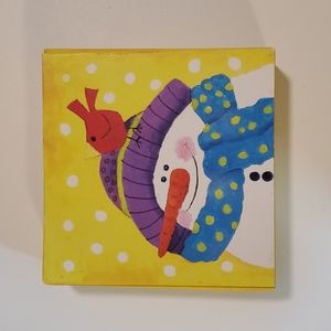 Rustic Decoupage Snowman Art